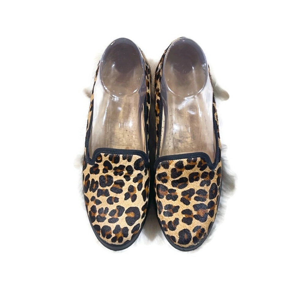 Ukies Alexa Leopard Calf Hair Wedged Platform Loafers